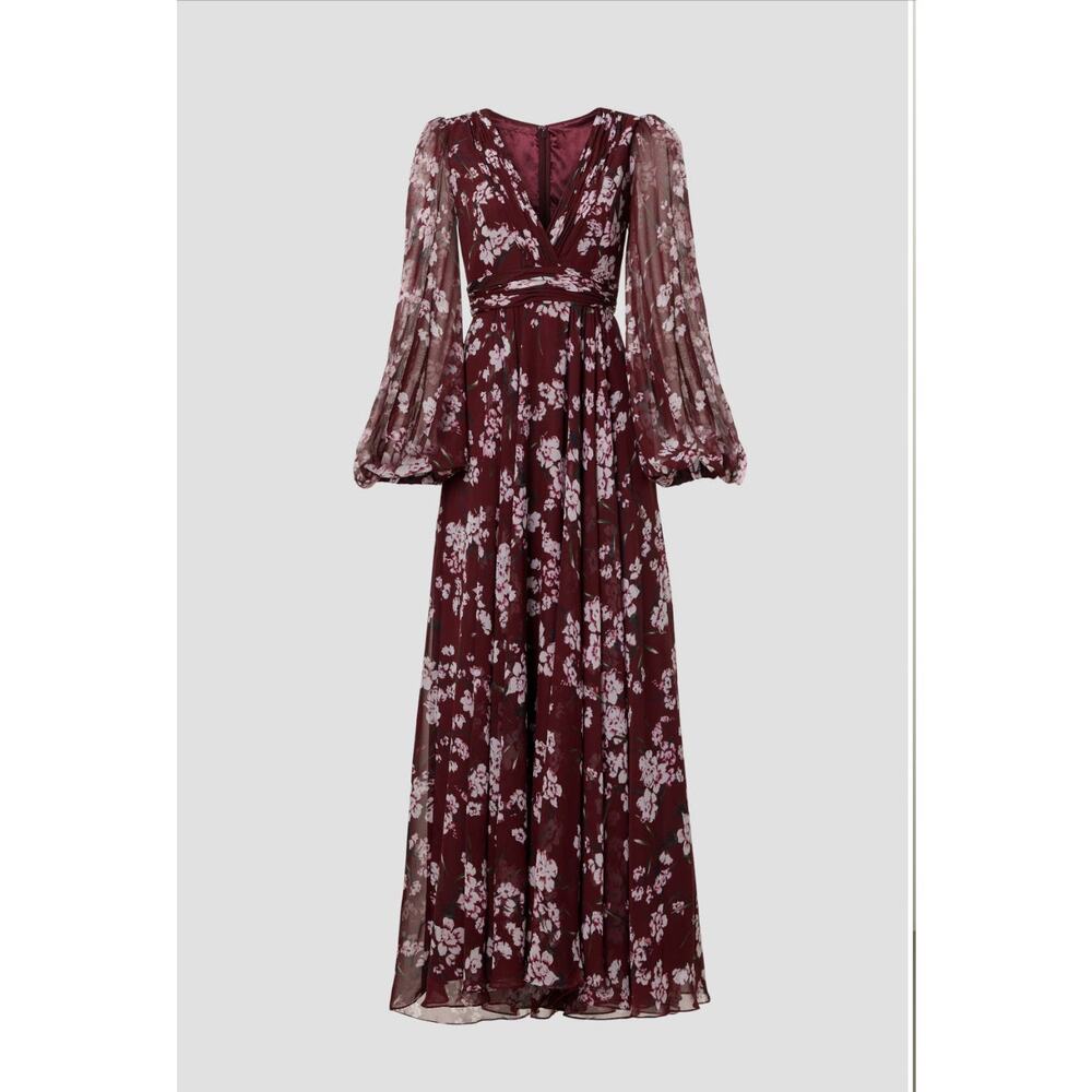 Leena for Mac Duggal Floral Chiffon Red Gown From Rent The Runway Size: XS 0 - Picture 4 of 13
